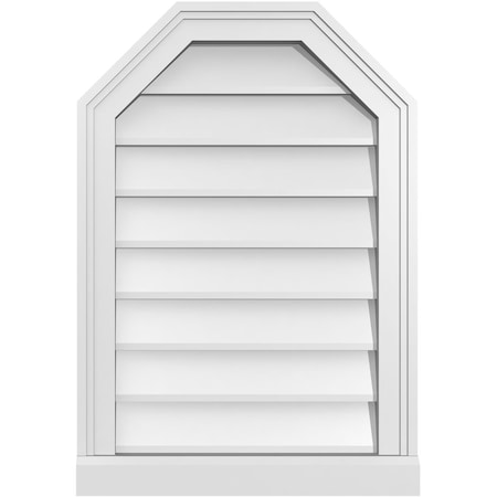 Ekena Millwork Octagonal Top Surface Mount PVC Gable Vent w/ 2"W x 2"P Brickmould Sill Frame, 18"W x 26"H GVPOT18X2603SN